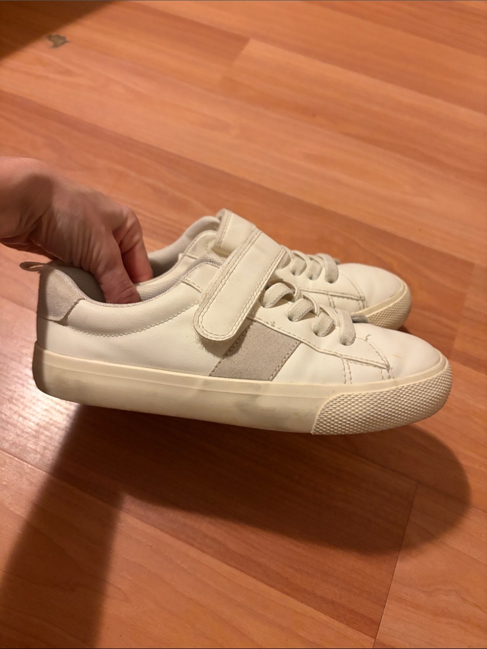 H&M Cream/Beige Kids Low-Top Sneakers with Hook-and-Loop Strap